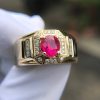 Nhẫn Nam Vàng 10k Đá Chủ Ruby 1.2ct Oval Facet