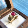 Nhẫn Nam vàng 14k đá chủ Ruby thiên nhiên 3ct