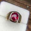 Nhẫn nam vàng 18k đá Ruby huyết 2.15ct