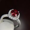 Nhẫn Vàng Trắng 14k Đá Garnet Đỏ
