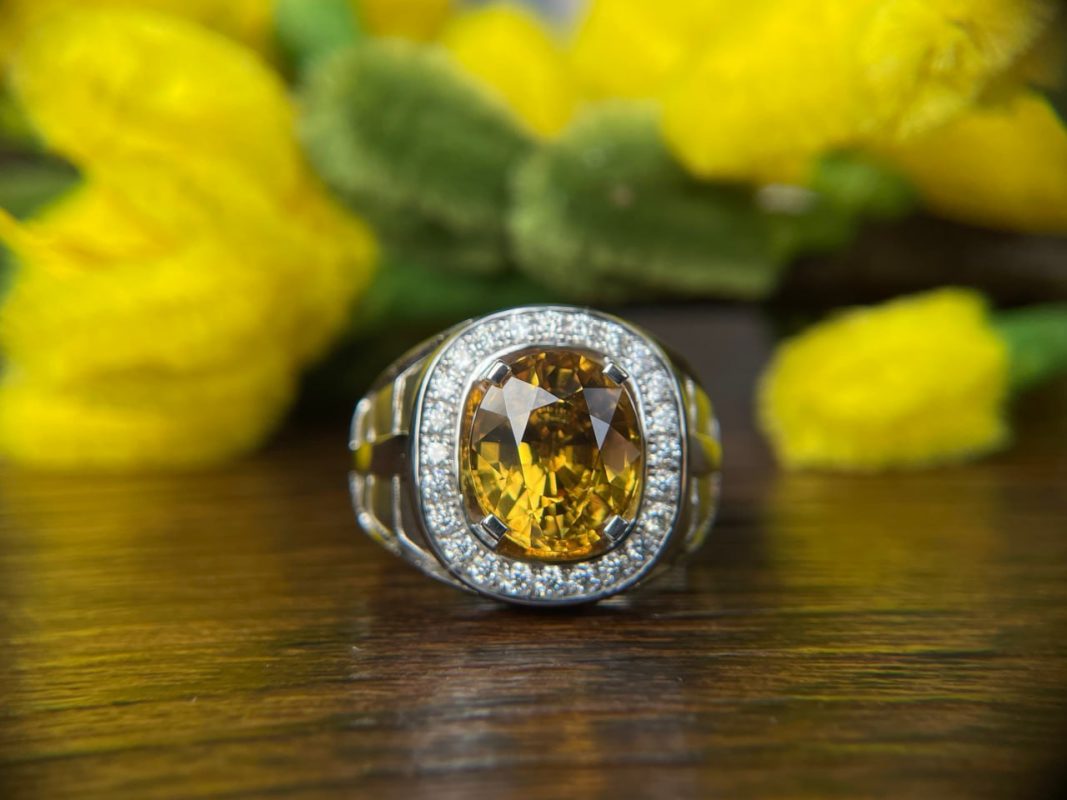 Nhẫn Nam Đá Sapphire Vàng
