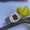 Nhẫn Vàng Trắng 14k Đá Chủ Spinel Đỏ